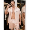 image:imageSWOMOG Men Satin Silk Pajamas Sets with Pockets Short Sleeve ButtonDown PJs Sets 2 Piece Summer Sleepwear SXXLStyleachampagne