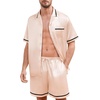 image:imageSWOMOG Men Satin Silk Pajamas Sets with Pockets Short Sleeve ButtonDown PJs Sets 2 Piece Summer Sleepwear SXXLStyleachampagne