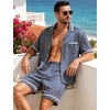 image:imageSWOMOG Men Satin Silk Pajamas Sets with Pockets Short Sleeve ButtonDown PJs Sets 2 Piece Summer Sleepwear SXXLStyleageometric Yellow