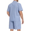 image:imageSWOMOG Mens 100 Cotton Pajama Set 2Pcs Button Down Pjs Set Short Sleeve Sleepwear with Pocket Soft Summer Stripe NightwearBlue Stripes