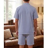 image:imageSWOMOG Mens 100 Cotton Pajama Set 2Pcs Button Down Pjs Set Short Sleeve Sleepwear with Pocket Soft Summer Stripe NightwearClassic Stripes