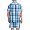 image:imageSWOMOG Mens 100 Cotton Pajama Set 2Pcs Button Down Pjs Set Short Sleeve Sleepwear with Pocket Soft Summer Stripe NightwearGrey Royal Blue Plaid