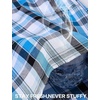image:imageSWOMOG Mens 100 Cotton Pajama Set 2Pcs Button Down Pjs Set Short Sleeve Sleepwear with Pocket Soft Summer Stripe NightwearGrey Royal Blue Plaid