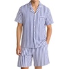 image:imageSWOMOG Mens 100 Cotton Pajama Set 2Pcs Button Down Pjs Set Short Sleeve Sleepwear with Pocket Soft Summer Stripe NightwearNavy White Stripes