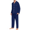 image:imageSWOMOG Mens Christmas Pjs Set with Pockets Long Sleeve Modal Sleepwear Button Down Pajamas Soft Loungewear 2 Pcs Comfy Pj Set Navy Blue