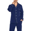image:imageSWOMOG Mens Christmas Pjs Set with Pockets Long Sleeve Modal Sleepwear Button Down Pajamas Soft Loungewear 2 Pcs Comfy Pj Set Navy Blue