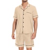 image:imageSWOMOG Mens Pajama Set Short Sleeve 2 PCS Sleepwear Button Down Soft Loungewear Modal Set Pj Set with Pockets S3XLKhaki