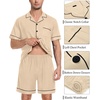 image:imageSWOMOG Mens Pajama Set Short Sleeve 2 PCS Sleepwear Button Down Soft Loungewear Modal Set Pj Set with Pockets S3XLKhaki