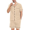 image:imageSWOMOG Mens Pajama Set Short Sleeve 2 PCS Sleepwear Button Down Soft Loungewear Modal Set Pj Set with Pockets S3XLKhaki
