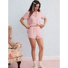 image:imageSWOMOG Women 2 Piece Pajamas Sets Short Sleeve Pj Sets Cute Printed Sleepwear Button Down Shirt with Lounge Shorts SetLight Pink Plaid