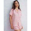 image:imageSWOMOG Women 2 Piece Pajamas Sets Short Sleeve Pj Sets Cute Printed Sleepwear Button Down Shirt with Lounge Shorts SetLight Pink Plaid