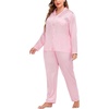 image:imageSWOMOG Women Plus Size Long Sleeve Pajamas Silk Satin Pajama Sets Button Down Sleepwear Pjs Loungewear with PocketsBlush