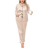 image:imageSWOMOG Women Plus Size Long Sleeve Pajamas Silk Satin Pajama Sets Button Down Sleepwear Pjs Loungewear with PocketsChampagne