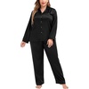 image:imageSWOMOG Women Plus Size Long Sleeve Pajamas Silk Satin Pajama Sets Button Down Sleepwear Pjs Loungewear with PocketsInk