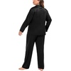 image:imageSWOMOG Women Plus Size Long Sleeve Pajamas Silk Satin Pajama Sets Button Down Sleepwear Pjs Loungewear with PocketsInk