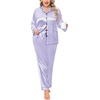 image:imageSWOMOG Women Plus Size Long Sleeve Pajamas Silk Satin Pajama Sets Button Down Sleepwear Pjs Loungewear with PocketsLavender