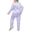 image:imageSWOMOG Women Plus Size Long Sleeve Pajamas Silk Satin Pajama Sets Button Down Sleepwear Pjs Loungewear with PocketsLavender