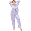 image:imageSWOMOG Women Plus Size Long Sleeve Pajamas Silk Satin Pajama Sets Button Down Sleepwear Pjs Loungewear with PocketsLavender