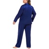 image:imageSWOMOG Women Plus Size Long Sleeve Pajamas Silk Satin Pajama Sets Button Down Sleepwear Pjs Loungewear with PocketsMidnight Blue
