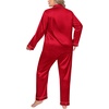 image:imageSWOMOG Women Plus Size Long Sleeve Pajamas Silk Satin Pajama Sets Button Down Sleepwear Pjs Loungewear with PocketsRed
