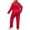 image:imageSWOMOG Women Plus Size Long Sleeve Pajamas Silk Satin Pajama Sets Button Down Sleepwear Pjs Loungewear with PocketsRed Apple