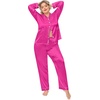 image:imageSWOMOG Women Plus Size Long Sleeve Pajamas Silk Satin Pajama Sets Button Down Sleepwear Pjs Loungewear with PocketsRose Red
