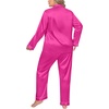 image:imageSWOMOG Women Plus Size Long Sleeve Pajamas Silk Satin Pajama Sets Button Down Sleepwear Pjs Loungewear with PocketsRose Red
