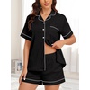 image:imageSWOMOG Womens Button Down Pajamas Set Short Sleeve Sleepwear Bride Soft Pj Lounge Sets XS3XLBlack1