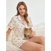 image:imageSWOMOG Womens Pajama Sets Cute Ruffle Matching PJs Sleepwear Button Down Short Sleeve Loungewear 2 Piece PJ SetBeige Cherry1