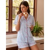 image:imageSWOMOG Womens Pajama Sets Cute Ruffle Matching PJs Sleepwear Button Down Short Sleeve Loungewear 2 Piece PJ SetBluewhite1