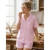 image:imageSWOMOG Womens Pajama Sets Cute Ruffle Matching PJs Sleepwear Button Down Short Sleeve Loungewear 2 Piece PJ SetPinkwhite1