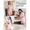 image:imageSWOMOG Womens Pajama Sets Cute Ruffle Matching PJs Sleepwear Button Down Short Sleeve Loungewear 2 Piece PJ SetPinkwhite1