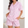 image:imageSWOMOG Womens Pajama Sets Cute Ruffle Matching PJs Sleepwear Button Down Short Sleeve Loungewear 2 Piece PJ SetPinkwhite1