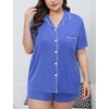 image:imageSWOMOG Womens Plus Size Pajamas Set Button Down Tops Short Sleeve Sleepwear Soft Pajama Shorts 2 Pcs Lounge Sets With Pocket Lavender