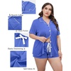 image:imageSWOMOG Womens Plus Size Pajamas Set Button Down Tops Short Sleeve Sleepwear Soft Pajama Shorts 2 Pcs Lounge Sets With Pocket Lavender