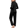 image:imageSWOMOG Womens Silk Satin Pajamas Set Long Sleeve Button Down Sleepwear 2 Piece Lounge Set Pj Set XS3XLBlack Wide Stripes