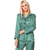 image:imageSWOMOG Womens Silk Satin Pajamas Set Long Sleeve Button Down Sleepwear 2 Piece Lounge Set Pj Set XS3XLSmog Green
