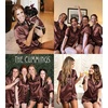 image:imageSWOMOG Womens Silk Satin Pajamas Set Short Sleeve Sleepwear Button Down Top and Shorts Loungewear 2 Piece Pjs Set XS3XLBrown