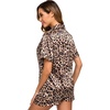 image:imageSWOMOG Womens Silk Satin Pajamas Set Short Sleeve Sleepwear Button Down Top and Shorts Loungewear 2 Piece Pjs Set XS3XLSexy Leopard