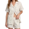 image:imageSWOMOG Cute Pajama Sets for Women 2 Piece Floral Print Short Sleeve Button Down Shirt and Shorts Summer Sleepwear LoungewearLight Purple Flower