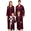 image:imageSWOMOG Family Matching Pajama Set WomenMenKids Satin Pajamas Long Sleeve Sleepwear Button Down Loungewear 2 Pcs Pj SetDeep Wine Red