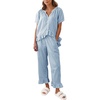 image:imageSWOMOG Women Plaid Pajama Set 100 Cotton 2 Piece Pjs Set Short Sleeve Gingham Shirts with Shorts Button Down Cute LoungewearBlue Gingham