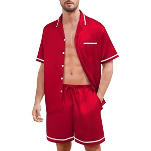 image:imageSWOMOG Men Satin Silk Pajamas Sets with Pockets Short Sleeve ButtonDown PJs Sets 2 Piece Summer Sleepwear SXXLStyleared