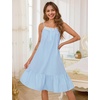 image:imageSWOMOG 100 Cotton Nightgowns for Women Lace Sleeveless Sleep Dress Victorian Sleepshirt Button Strap Night GownBlue