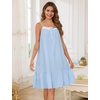 image:imageSWOMOG 100 Cotton Nightgowns for Women Lace Sleeveless Sleep Dress Victorian Sleepshirt Button Strap Night GownBlue