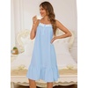 image:imageSWOMOG 100 Cotton Nightgowns for Women Lace Sleeveless Sleep Dress Victorian Sleepshirt Button Strap Night GownBlue