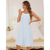 image:imageSWOMOG 100 Cotton Nightgowns for Women Lace Sleeveless Sleep Dress Victorian Sleepshirt Button Strap Night GownLight Blue