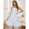 image:imageSWOMOG 100 Cotton Nightgowns for Women Lace Sleeveless Sleep Dress Victorian Sleepshirt Button Strap Night GownLight Blue