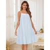 image:imageSWOMOG 100 Cotton Nightgowns for Women Lace Sleeveless Sleep Dress Victorian Sleepshirt Button Strap Night GownLight Blue