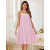 image:imageSWOMOG 100 Cotton Nightgowns for Women Lace Sleeveless Sleep Dress Victorian Sleepshirt Button Strap Night GownPink